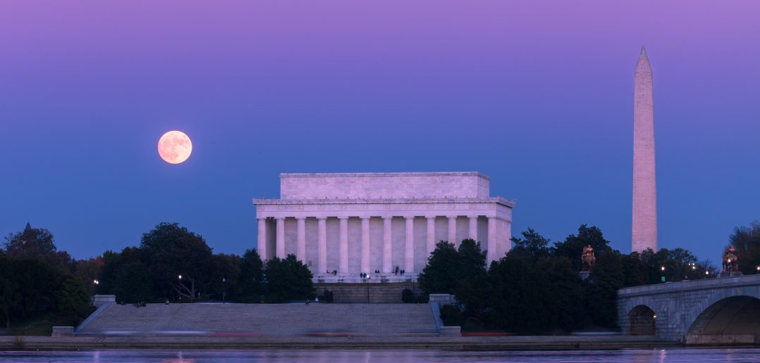 Supermoon over DC Mall